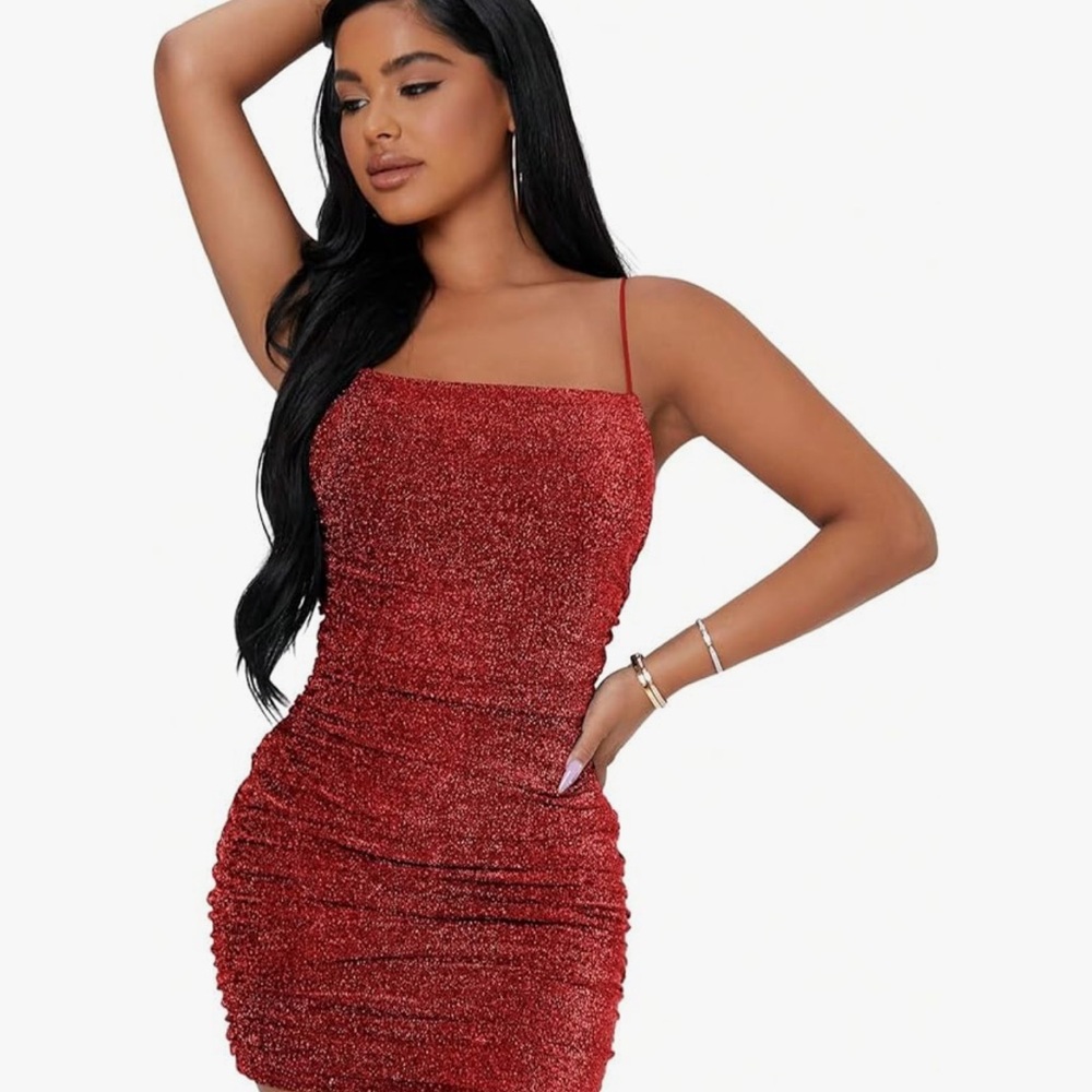 Elegant Red Ruched Dress